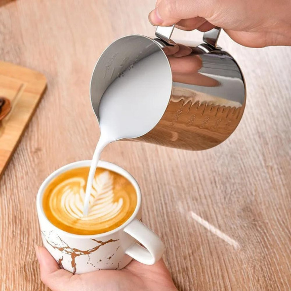 Stainless Steel Milk frothing juge silver, frother coffee latte Container (550ML)